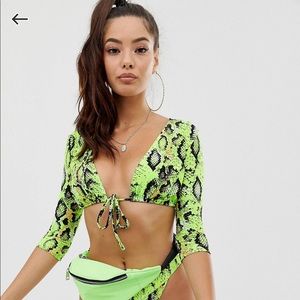 Neon snake swim top